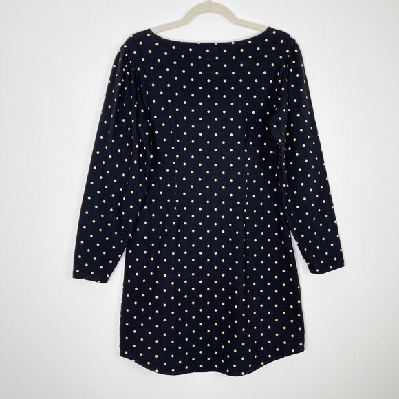 La Vie Rebecca Taylor Polka Dot Shift Dress Women’s Size Medium Black Gold - Picture 4 of 9